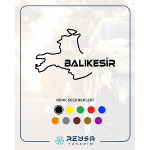 Balıkesir Harita Araba Sticker 17x17 Cm Siyah