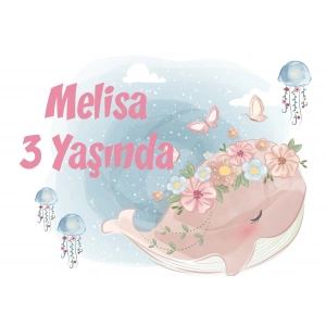 Balina Temalı Doğum Günü Afişi 70X100 cm