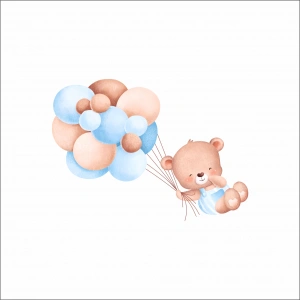 Balon Demetiyle Uçan Sevimli Ayıcık Duvar Stickerı