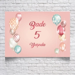 Balon Temalı Doğum Günü Afişi 50x70 Cm