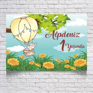 Balon Temalı Doğum Günü Afişi 70X100 cm