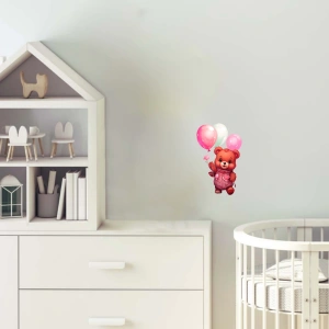Balon Tutan Kız Ayıcık Duvar Stickerı