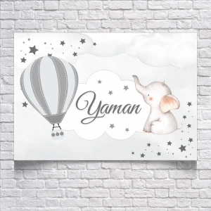 Balon ve Fil Temalı Doğum Günü Afişi 50X70 cm