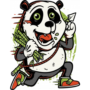 Bambu ve Panda Sticker 10x10 cmRenkli Sticker