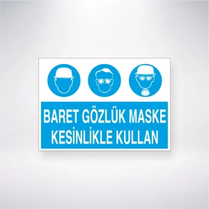 Baret Gözlük Maske Kesinlikle Kullan Sticker 20X28 Cm