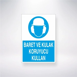 Baret ve Kulak Koruyucu Kullan Sticker 20X28 Cm