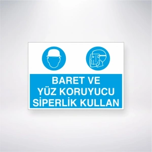 Baret ve Yüz Koruyucu Siperlik Kullan Sticker 20X28 Cm