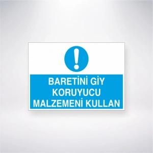 Baretini Giy Koruyucu Malzemeni Kullan Sticker 20X28 Cm