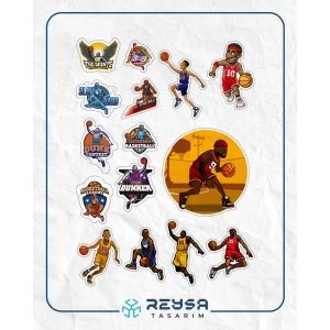 Basketbol Sticker Set-1 15 Parça Telefon, Tablet, Defter, Laptop Sticker