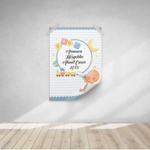 Bebek ve Oyuncak Temalı Baby Shower Afişi 70x100 Cm