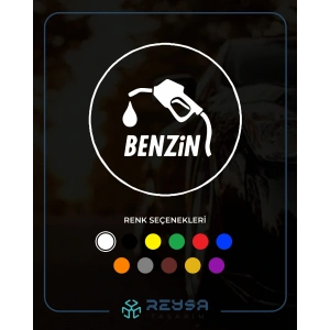 Benzin Araba Sticker 17x17 Cm Beyaz