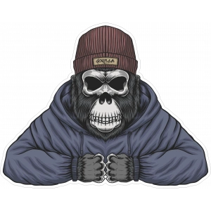 Bereli Goril Sticker 10x10 cmRenkli Sticker