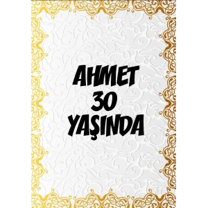 Beyaz Desenler Klasik Temalı Doğuım Günü Afişi -2 50X70 cm