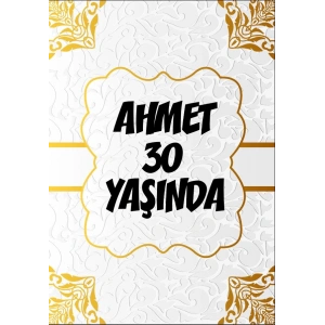 Beyaz Desenler Klasik Temalı Doğuım Günü Afişi 50X70 cm