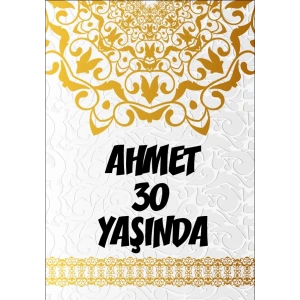 Beyaz Desenler Klasik Temalı Doğum Günü Afişi -3 70X100 cm