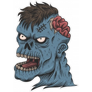 Beyni Çıkmış Zombi Sticker 10x10 cmRenkli Sticker