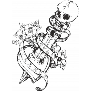 Bıçak ve Kurukafa Sticker 10x10 cmRenkli Sticker