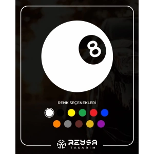 Bilardo Topu Stikcer 17x17 Cm Beyaz