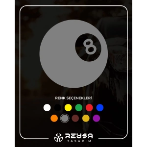 Bilardo Topu Stikcer 17x17 Cm Gri