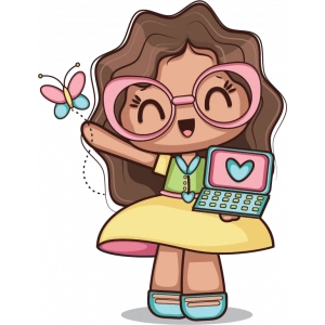 Bilgisayarlı Kız ve Kelebek Duvar Stickerı