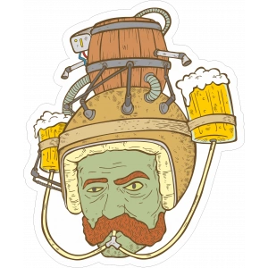 Bira İçen Adam Sticker 10x10 cmRenkli Sticker