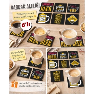 Bira Temalı 3 7x7 – 6’lı Set Dekoratif Kare Tasarım
