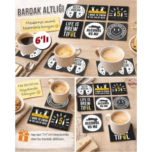Bira Temalı 4 7x7 – 6’lı Set Dekoratif Kare Tasarım