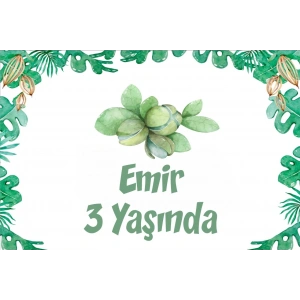 Bitkiler Temalı Doğum Günü Afişi -2 50X70 cm