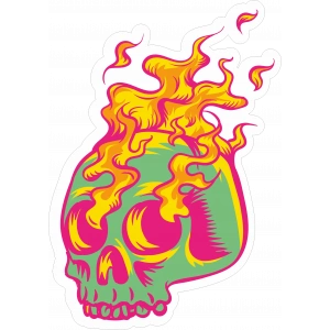 Alevli Kuru Kafa Sticker 10x10 cmRenkli Sticker