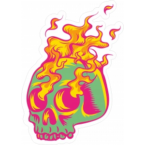 Alevli Kurukafa Sticker 10x10 cmRenkli Sticker