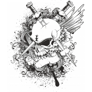 Bıçaklar ve Kurukafa Sticker 10x10 cmRenkli Sticker