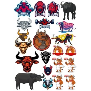 Boğa Stciker Set-16 16 Parça Telefon, Tablet, Defter, Laptop Sticker