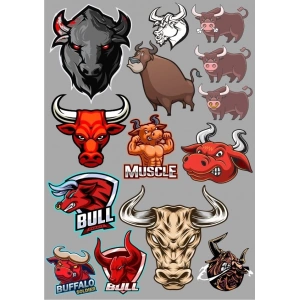 Boğa Sticker Set-5 13 Parça Telefon, Tablet, Defter, Laptop Sticker