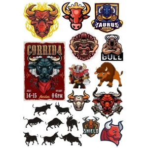 Boğa Sticker Set-8 17 Parça Telefon, Tablet, Defter, Laptop Sticker