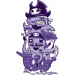 Korsan Hayvanlar Sticvker 10x10 cmRenkli Sticker