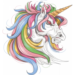 Kızgın Unicorn Sticker 10x10 cmRenkli Sticker