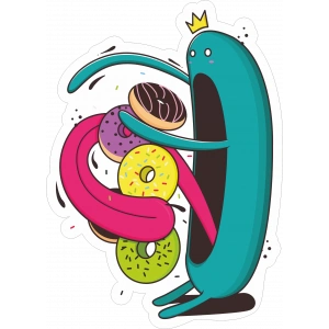 Donutlar Sticker 10x10 cmRenkli Sticker