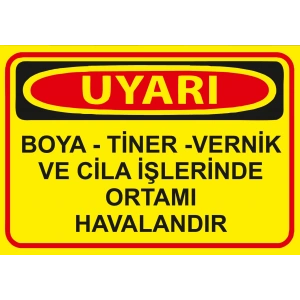 Boya Tiner Vernik ve Cila İşlerinde Ortamı Havalandır Sticker 20X28 Cm