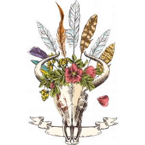 Boynuz ve Tüyler Sticker 10x10 cmRenkli Sticker