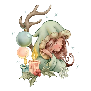 Boynuzlu ve Mumlu Kış Elfi