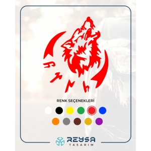 Bozkurt Göktürkçe Türk Sticker 17x17 Cm Kırmızı