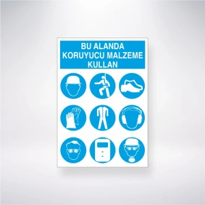 Bu Alanda Koruyucu Malzeme Kullan Sticker 20X28 Cm
