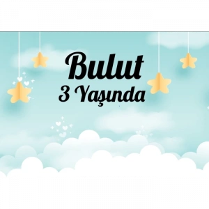 Bulut Temalı Doğum Günü Afişi 70X100 cm