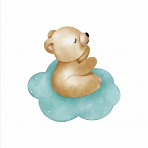 Bulut Üzerinde Uyuyan Ayıcık Duvar Stickerı