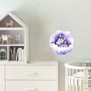 Bulut Üzerinde Uzanan Zebra Yavrusu Duvar Stickerı