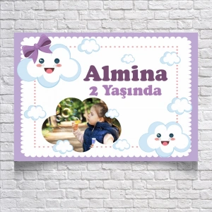 Bulutlar Temalı Doğum Günü Afişi 50X70 cm