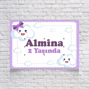 Bulutlar Temalı Doğum Günü Afişi 70X100 cm