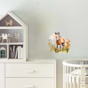 Bulutlu Manzaralı At Yavrusu Duvar Stickerı