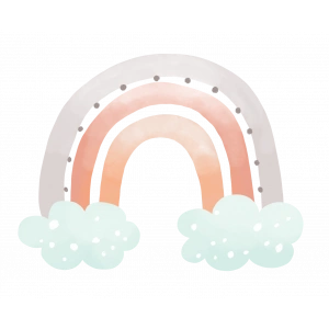 Bulutlu ve Noktalı Pastel Gökkuşağı