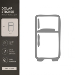 Buzdolabı Mat Gri Dekoratif Folyo Sticker 14x14 cm